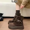 Piel auténtica, marrón Melard, botas de plataforma para mujer, botas Martin que aumentan la altura, estilo de mujer, nueva colección otoño 2026, botines, botas de ajuste ceñido