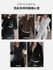 Top base de manga larga de forro polar para mujer con cuello semi-alto, diseño de otoño e invierno con doble cremallera, corte ajustado y efecto adelgazante, estilo chaqueta corta, fabricado en fábrica