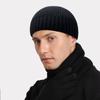 Chapéu de lã quente chapéu frio chapéu de malha outono e inverno simples preto masculino grande circunferência da cabeça chapéu elástico