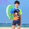 Novo Maiô Infantil de Verão Maiô de Menino Conjunto de Três Peças para Crianças de Meia-Idade e Grandes Maiô Conservador de Secagem Rápida Anti-Constrangimento