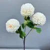Ramo de Flores Artificiales con un Toque de Lujo, Bolas de Hibisco Artificiales para Decoración de Bodas, Flores Falsas, Envío Transfronterizo Disponible, Bolas de Hibisco de Tres Cabezas
