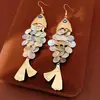 Ganchos para Pendientes con Borla de Concha con Forma de Pez Vintage, Pendientes Retro Únicos y Elegantes con un Toque de Lujo Ligero y de Alta Gama para Mujer
