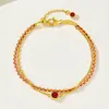 Pulseira de Corda Vermelha Trançada com Rubi Dupla Camada Prata S925 Corrente Dupla Ano Animal Corda Vermelha Estilo Igual Douyin Xiaohongshu