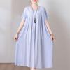 Nuevo Vestido de Algodón Seda para Madre de Mediana Edad a la Moda Vestido de Verano para Mujer Falda Larga de Algodón Artificial de Vuelo Amplio Vestido de Verano para Suegra 50 Años