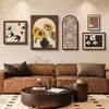 Pintura Decorativa para Sala de Estar Estilo Medieval 2025 Nuevo Retro Francés Pintura para Colgar en Pared de Fondo de Sofá Arte de Pared Artístico de Alta Gama