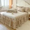 Comércio Exterior Transfronteiriço Conjunto de Três Peças Saia de Cama de Renda Estilo Coreano Lavável à Máquina Saia de Cama Cor Sólida Lençol de Cama de Verão