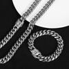 Collar cubano de acero de titanio y hip hop de moda coolan para hombres y mujeres, collar de cadena A mi de acero inoxidable, accesorios de moda europea y americana a juego.