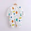 Mameluco para bebé algodón peinado hombres y mujeres Mameluco de manga larga para bebé primavera y otoño estampado pijama de una pieza ventas directas de fábrica