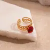 Anillo Abierto Irregular de Acero Inoxidable con Circonita Retro Europeo y Americano Moda Simple Elegante Nicho Joyería de Alta Gama para Mujeres