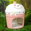 Nido de Cerámica para Hámster, Escondite para Hámster Dorado, Casa de Hielo Refrigerante para Verano, Nido de Mascota Pequeña Estilo Dibujos Animados Crema Francesa para Alivio del Calor de Verano