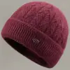Gorro de invierno para mujer de mediana edad y ancianas, forrado de polar, cálido, gorro de lana tejido, adecuado para madres, abuelas y mujeres mayores, gorro de algodón estilo pullover