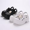 Pantuflas de Verano para Mujer Tacón Alto Celebridad Cibernética Moda Exterior Sandalias de Doble Uso Lindo Dibujo Animado DIY Suela Gruesa Zapatos Cueva Mujer
