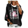 Nueva sudadera de Halloween transfronteriza 2026 con estampado de letras, sudadera con capucha para mujer con diseño independiente y forro polar pequeño