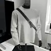 Sudadera con capucha estilo americano holgada Camiseta de manga larga Ropa interior para hombre Marca de moda Patchwork deconstruido Otoño Cuello redondo Color liso