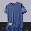 Camiseta de Seda Gelada de Verão Masculina Gola Redonda Secagem Rápida Roupa Manga Curta Fina Respirável Meia-manga Tamanho Grande Top Masculino Esportivo Solto Tendência