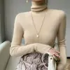 Suéter de Cashmere de Gola Alta para Mulheres, Slim Fit, Malha Fechada, Suéter Pulôver Camada Base para Outono e Inverno 2025