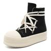 2025 Nova Moda Europeia e Americana Botas Curtas Cano Alto Lona Respirável Preto e Branco Personalidade Grosso Grosso Aumento de Altura Sapatos Masculinos Tendência