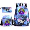 Tag de Gorila Monke Mochila Escolar de Três Peças para Alunos Masculinos e Femininos Estilo Campus Estojo de Lápis de Três Peças Lona de Grande Capacidade