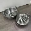 Acero Inoxidable Tazón Coreano de Doble Asa Plato de Acompañamiento Caja para Hot Pot Hogar Salida Tazón para Snacks Tazón de Preparación Tazón para Ensalada de Papas Fritas Cuchara