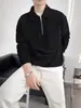 Venda Direta da Fábrica Camisa Polo Manga Longa com Gola e Zíper Primavera e Outono Moda Casual Masculina Tendência Ins Top Versátil Primavera e Outono