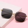 Gafas de Sol Metálicas Cuadradas Grandes de Moda D Brand Estilo Coreano con Borde Cortado Gafas de Sol Anti-UV con Montura de Metal