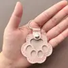 Llavero de cuero para guardar pelo de mascota, colgante de pata de perro, adorno de almacenamiento de pelo de mascota de gato y perro