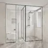 Porta de Vidro Reta para Banheiro Dulifei, Porta de Correr Divisória para Box de Banheiro e Vaso Sanitário, Tela de Luxo Leve para Banheiro, Preto Fosco
