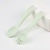 Alimento Complementario Tenedor y Cuchara de Silicona, Cuchara de Entrenamiento para Aprender a Comer para Niños de Grado Alimentario, Juego de Vajilla para Bebé, Certificado de Grado Alimentario