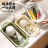 Cesta Retráctil de Doble Capa para Lavar Verduras Fregadero de Cocina para Frutas y Verduras Cesta de Plástico Casera con Filtro de Agua