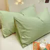 Nuevas fundas de almohada de algodón lavado cepillado de color sólido para invierno, resistentes a la suciedad, juego de dos, color liso ultrasuave para combinar