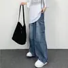 Comercio exterior marca de moda estilo Hong Kong retro holgado pierna ancha casual bolsillo grande ropa de trabajo mezclilla lavada pantalones de papá nuevos