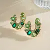 Pendientes Geométricos Exquisitos Europeos y Americanos con Forma de Gota de Agua Incrustados de Diamantes y Forma de C, Pendientes de Lujo Ligero de Alta Gama Transfronterizos, Accesorios para Orejas Personalizados de Nicho