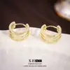 Pendientes geométricos huecos multicapa microincrustados estilo francés, pequeños, exquisitos, simples y versátiles, de lujo ligero, modernos, pendientes de alta gama