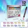 Set de Plumas de Contorno Doble Línea Transfronterizo para Estudiantes, Plumas para Diario DIY, Plumas Marcadoras de Bendición para Tarjetas de Felicitación Navideñas, Plumas Marcadoras con Purpurina
