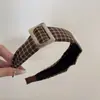 Diadema a Cuadros Simple Coreana Nuevo Estilo 2025 Estilo Preppy Versión Ancha Diadema con Hebilla Cuadrada para Salir Pasador Versátil
