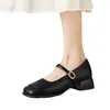 Zapatos de Mujer 2026 Moda Versátil Verano Nuevos Franceses Tacón Grueso Punta Cuadrada Zapatos Pequeños de Cuero Suela Suave Sandalias de Tacón Medio Zapatos Individuales