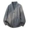 Comercio Exterior Japón Corea Cárdigan de Punto de Costilla Inclinada Suéter para Hombre Ropa de Abrigo Otoño Invierno Engrosado Estilo Old Money Chaqueta de Punto Dao Pao Hombre