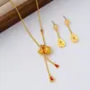 Nuevo Colgante de Calabaza de la Suerte Esmaltada Estilo Chino, Pendientes de la Fortuna, Collar, Calabaza Deslumbrante con Escamas de Dragón Láser, Juego Chapado en Oro
