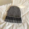 Bufanda Cruzada a Rayas y Bloques de Color Gorro de Invierno Estilo Coreano Estilo Rombo Conjunto Versátil y Cálido de Gorro de Lana para Niños y Niñas