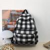 Mochila Escolar Retrô Japonesa Feminina Moda para Universitárias Mochila Xadrez Simples Grande Capacidade Mochila para Computador de Ensino Médio