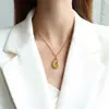Marka nicho francês clavícula cadeia grande gota de água especial em forma de indústria pesada colar irregular aço titânio 18K ouro P1014