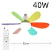 Luz de ventilador de techo pequeña silenciosa para el hogar modelo nuevo transfronterizo E27, luz de ventilador de techo inteligente para comedor y dormitorio