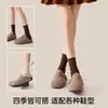 Meias femininas marrons para primavera e outono, meias 100% algodão puro de comprimento médio, marrom, novo estilo 2026, sem costura, adequadas para combinar com sapatos Birkenstock