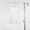 Dragón Marino Warren Donna Otoño Blanco y Negro Simple Básica Camiseta de Algodón para Mujer Cuello Redondo Manga Larga