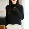 Camisa Base de Malha Jacquard com Renda de Gola Alta Transfronteiriça Feminina Nova Primavera e Outono Tamanho Plus Roupas Femininas Top Suéter Outono e Inverno Feminino
