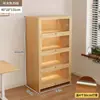 Librero a prueba de polvo de madera maciza integrado en la pared, gabinete de almacenamiento color nogal, gabinete de almacenamiento de pie, librero para el hogar