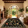 Alfombra de Piso de Terciopelo Floral Vintage para Sala de Estar y Dormitorio del Hogar, Alfombra Decorativa Resistente al Desgaste, Felpudo Antideslizante Absorbente de Agua, Alfombra Resistente a la Suciedad