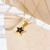 Moda Negro Estrella de Cinco Puntas Cadena Estrella Clavícula Lujo Ligero Elegante Acero de Titanio Simple Combinable Collar 26 Letras del Alfabeto Inglés