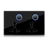 Interruptor de Luz LED de Gran Apertura Enchufe Panel de Espejo de Vidrio Templado Negro Interruptor de Luz Interruptor Redondo Jipu