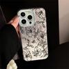 Estilo Chinês Linha Artística Lírio Borboleta Capa de Celular Iphone12 Anti-Queda Padrão Gaze de Pena Cobertura Protetora Apple 17Pro